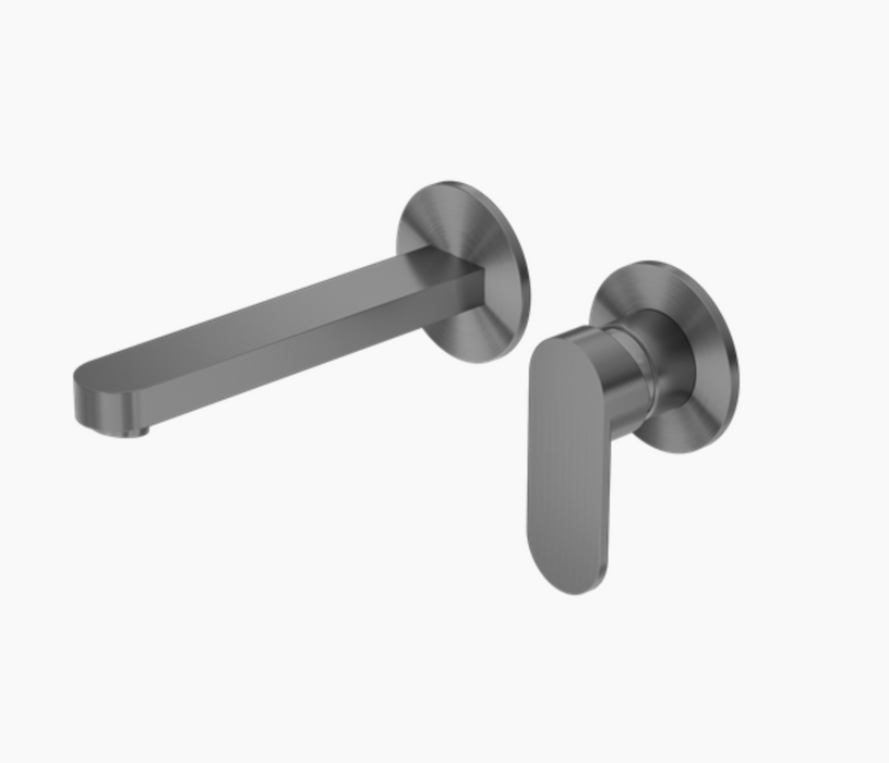 Nero Ecco Wall Basin/Bath Mixer - Gun Metal
