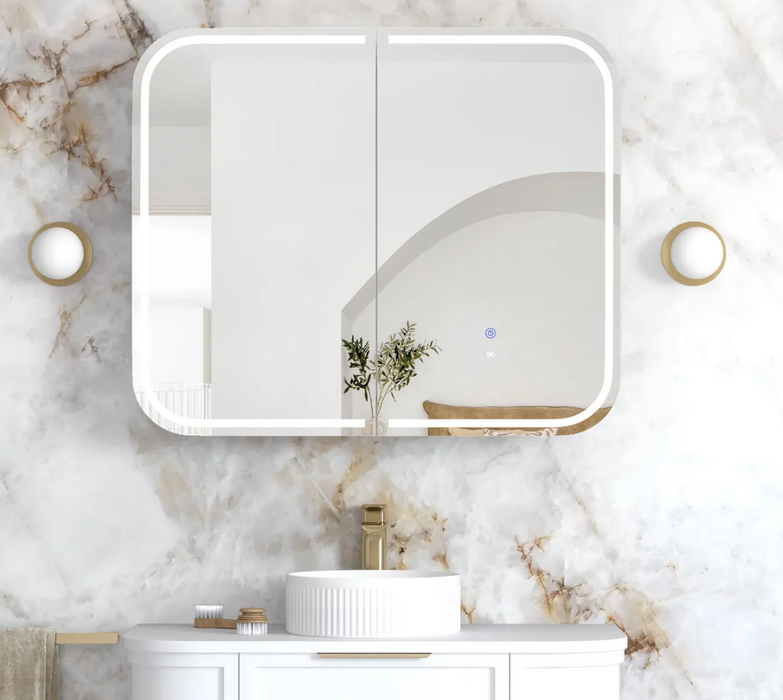 Otti Newport LED Shaving Cabinet - Matte White - 900mm x 750mm