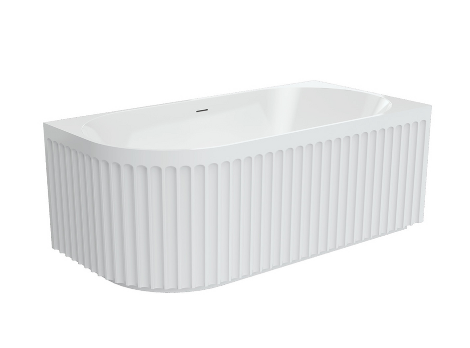 Fienza - Eleanor Fluted Left-Hand Acrylic Corner Bath Overflow - 1500mm