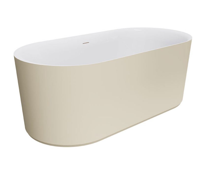 Fienza Empire Slim Freestanding Solid Surface Bath - 1500mm - Matte Khaki