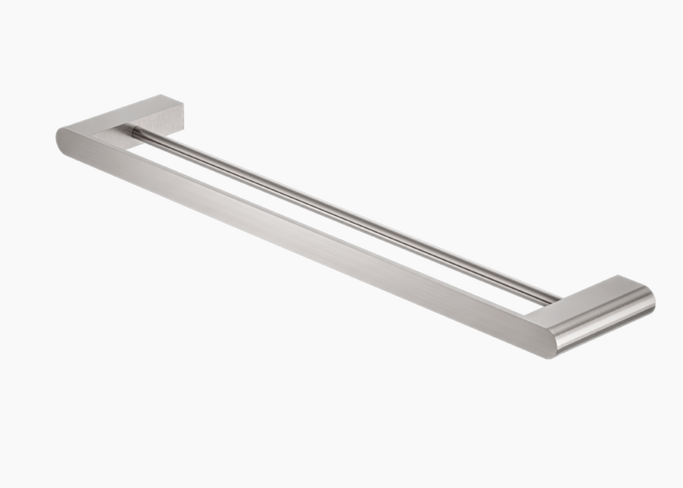 Nero Bianca Double Towel Rail - 600mm - Brushed Nickel