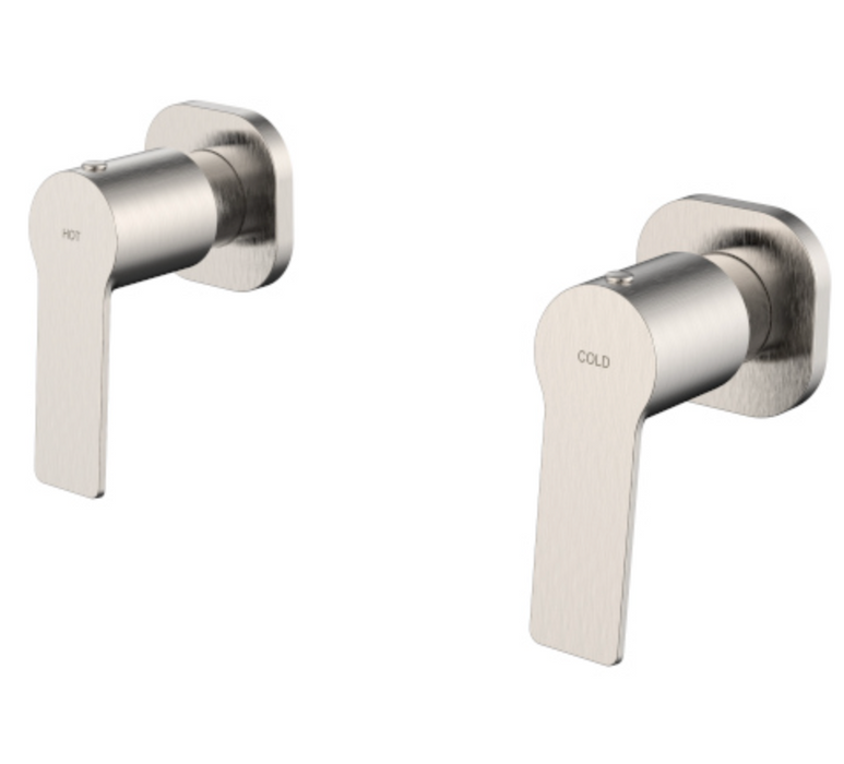 Millennium Akemi Square Wall Taps - Brushed Nickel
