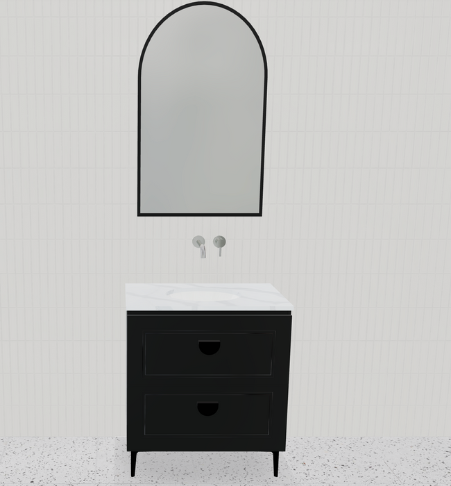 Nevada Plus Classic Vanity - Floor Standing On Legs - Silk Surface Stone Top & Under Counter Basin