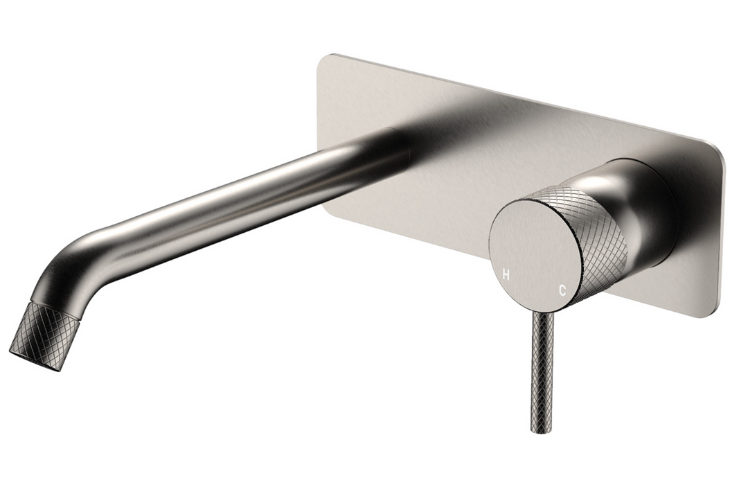 Fienza Axle Wall Basin/Bath Set With Back Plate - 200mm Outlet - Brushed Nickel