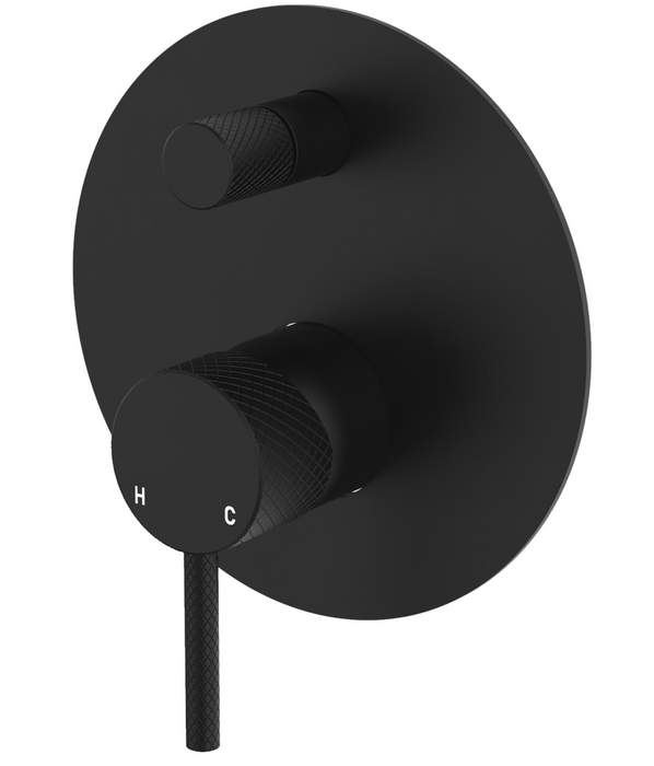 Fienza Axle Wall Diverter Mixer - Large Back Plate - Matte Black