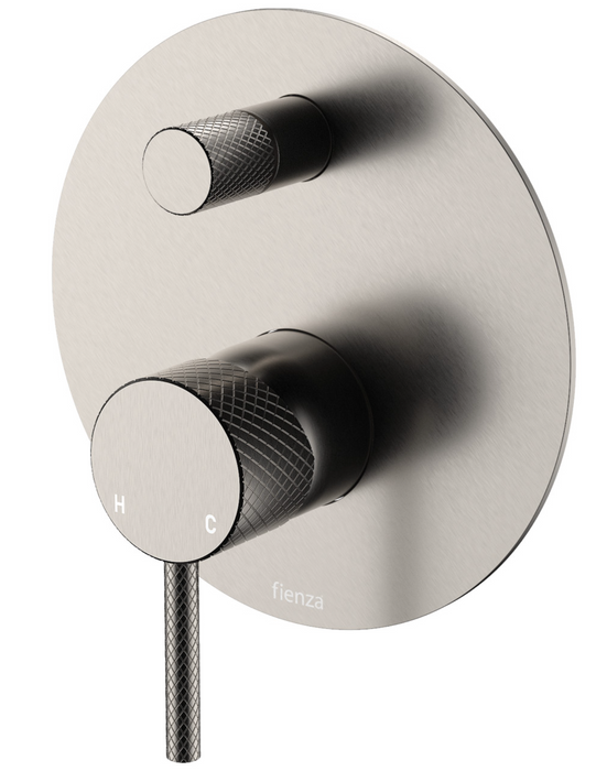 Fienza Axle Wall Diverter Mixer - Large Back Plate - Brushed Nickel
