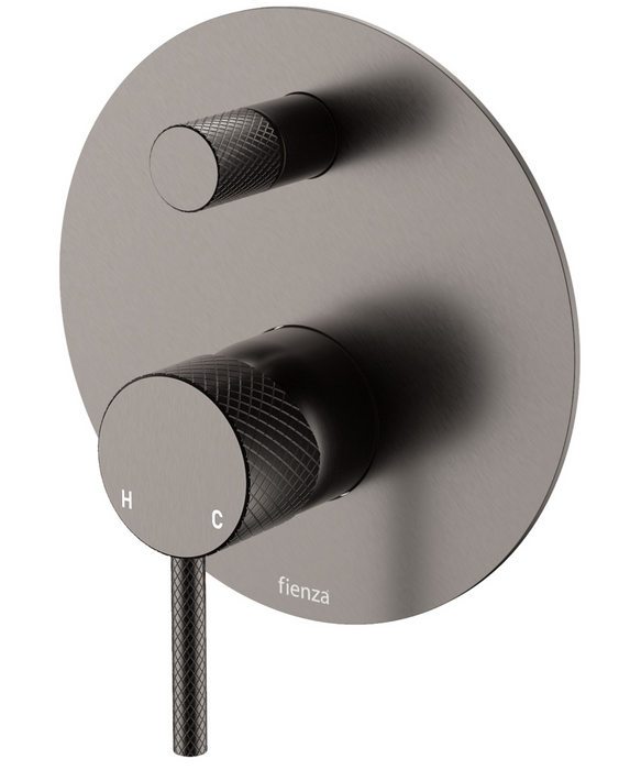 Fienza Axle Wall Diverter Mixer - Large Back Plate - Brushed Gunmetal
