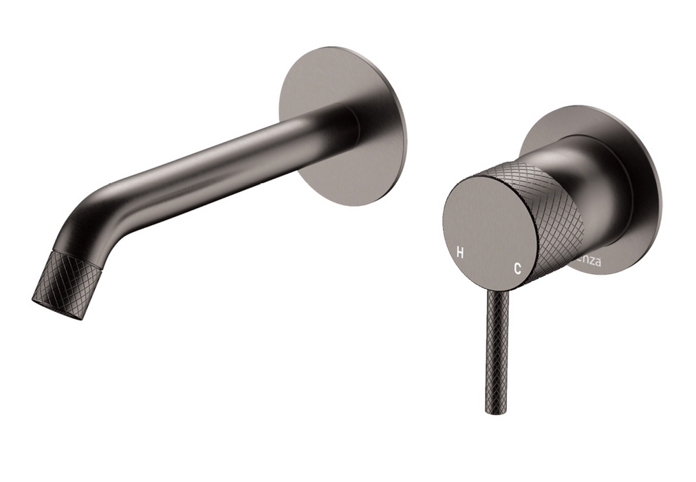 Fienza Axle Wall Basin/Bath Set - 160mm Outlet - Brushed Gunmetal