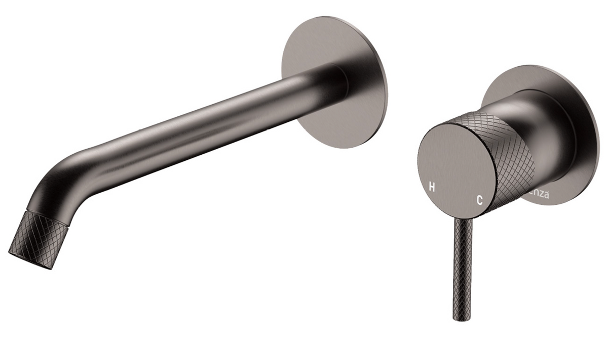 Fienza Axle Wall Basin/Bath Set - 200mm Outlet - Brushed Gunmetal