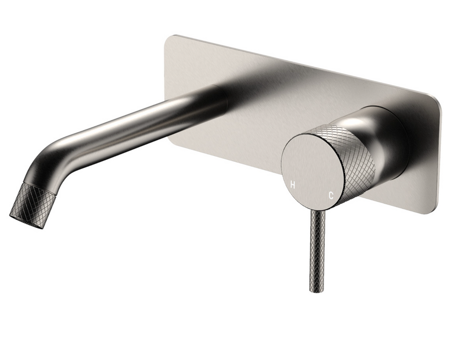 Fienza Axle Wall Basin/Bath Set With Back Plate - 160mm Outlet - Brushed Nickel