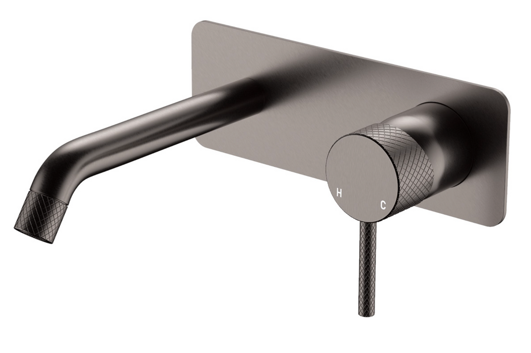 Fienza Axle Wall Basin/Bath Set With Back Plate - 160mm Outlet - Brushed Gunmetal