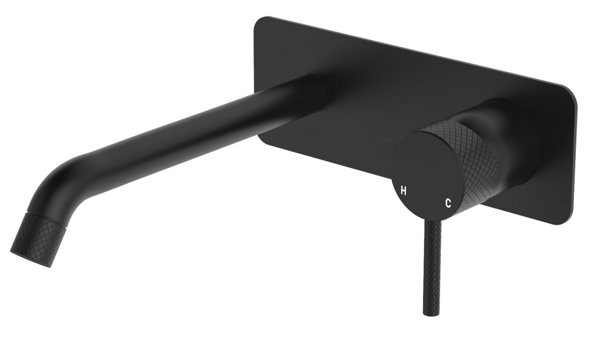 Fienza Axle Wall Basin/Bath Set With Back Plate - 200mm Outlet - Matte Black