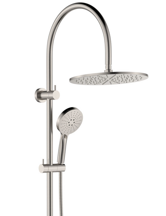 Fienza Empire Slim Curved Twin Shower - Brushed Nickel