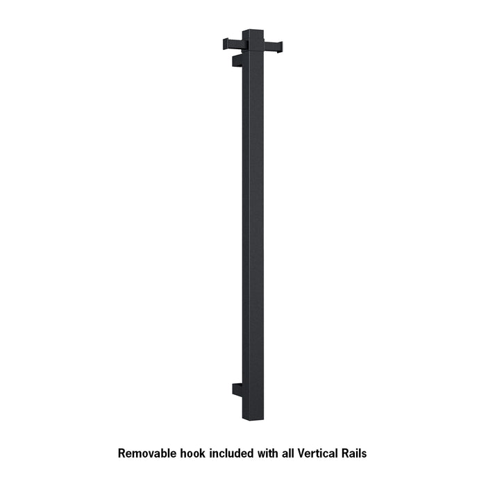 Matt Black Square Vertical Single Bar Heated Towel Rail
