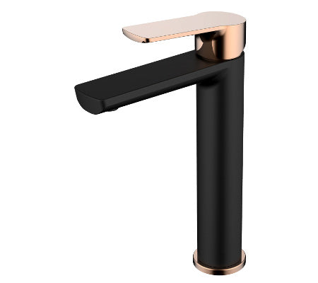 Millennium Akemi Extended Vessel Mixer - Matte Black & Rose Gold