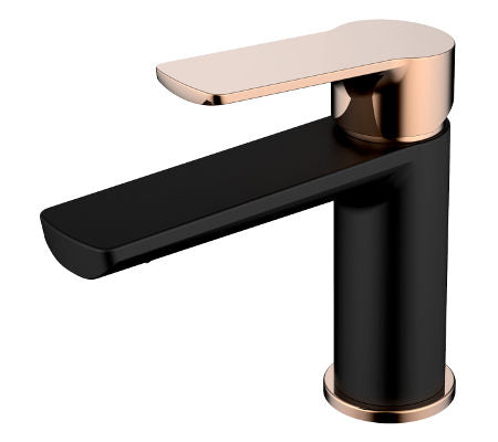Millennium Akemi Basin Mixer - Matte Black & Rose Gold