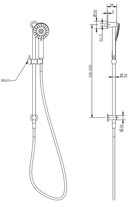 Millennium Finesa Top Inlet Rail Shower - Gunmetal