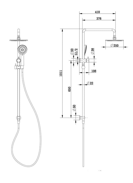 Millennium Akemi Twin Shower 250mm - Gunmetal