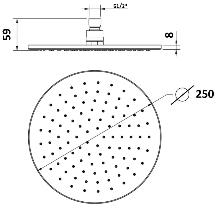 Millennium Akemi 250mm Shower Rose - Matte Black