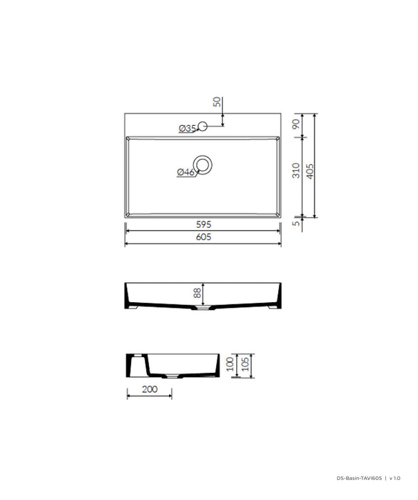 Tavi 605 Basin - Matte White