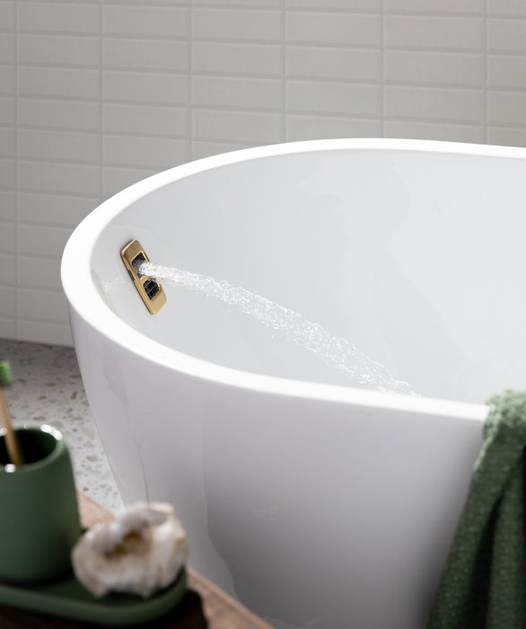 Seima Arko 120 Freestanding Matte White Bath With Smartfill - Brushed Gold