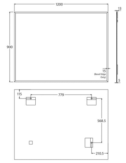 Fienza Pencil Edged Mirror - 1200mm x 900mm