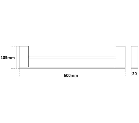 Millennium Zoya Double Towel Rail - Matte Black