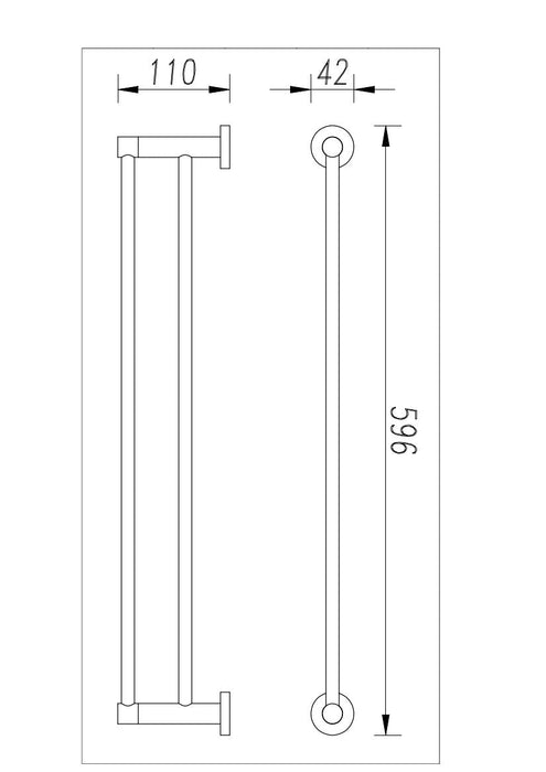 Cali 600mm Double Towel Rail - Brushed Nickel