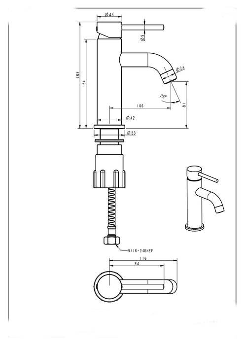 Cali Basin Mixer - Gun Metal SALE