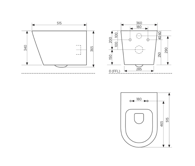 Seima Modia Wall Hung Toilet Pan & Seat