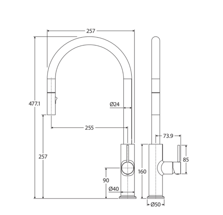 Fienza Kaya Pull-Out Sink Mixer - Brushed Nickel