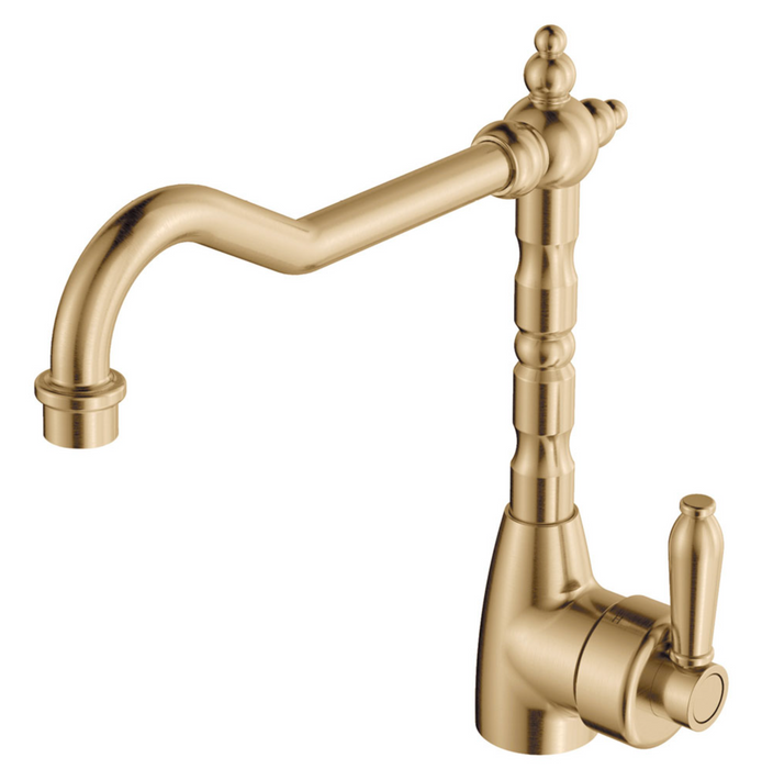 Fienza Eleanor Shepherds Crook Sink Mixer - Urban Brass