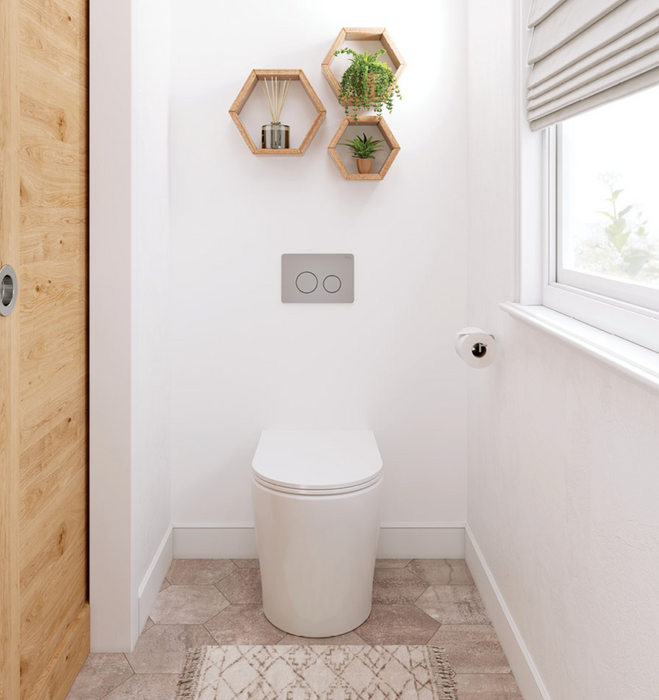 Fienza Aluca Wall-Faced Toilet Suite Geberit Cistern -Gloss White with Slim Seat