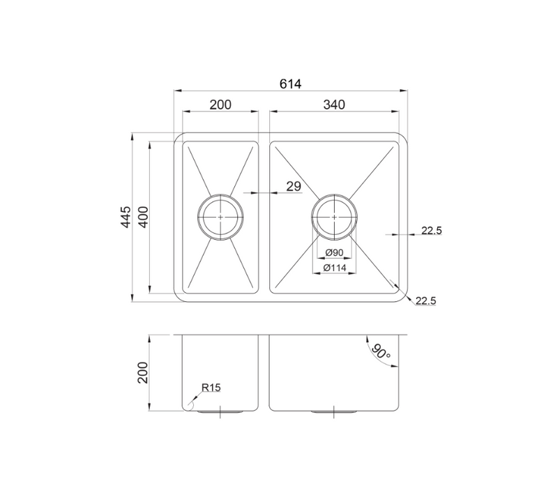 Seima Leto 560 Single and Half Bowl Sink- Stainless Steel