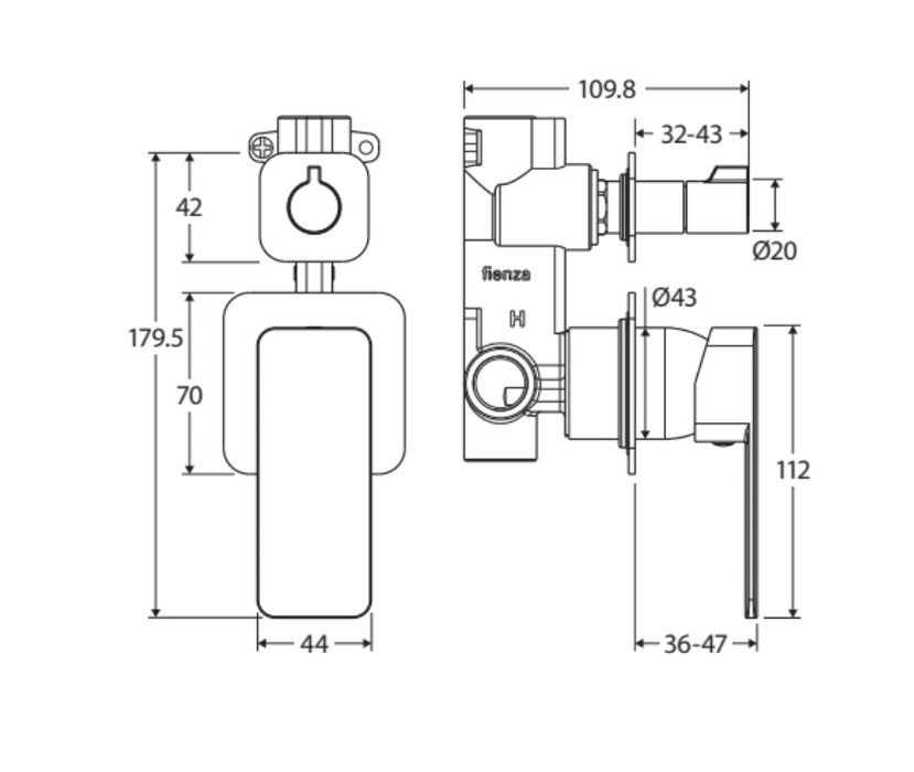 Fienza Tono Wall Diverter Mixer - Matte Black