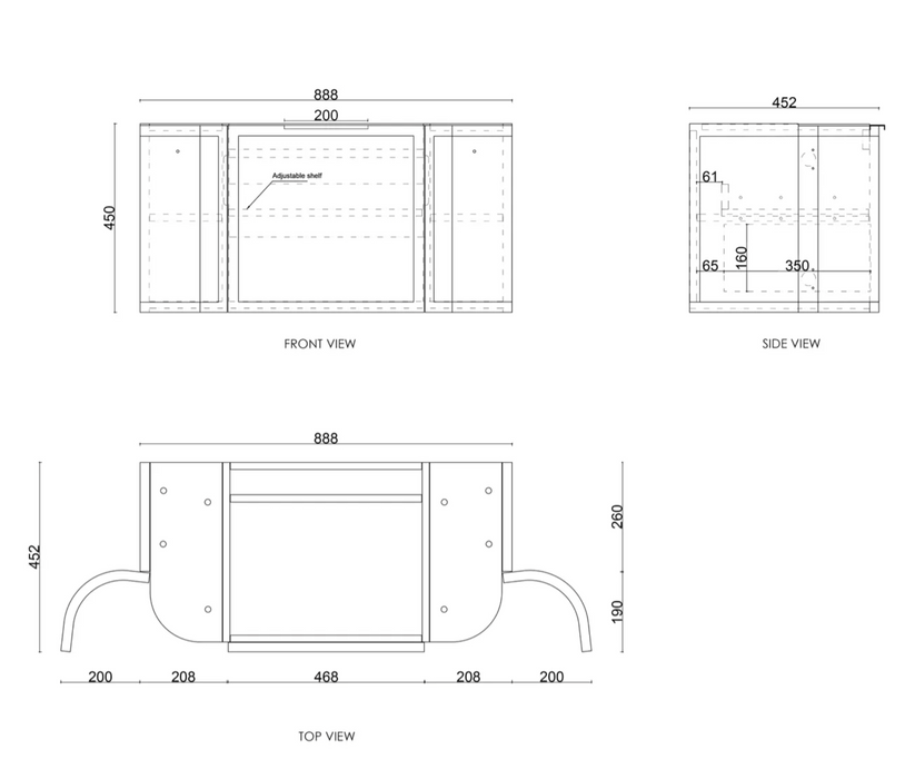 Otti Hampshire Curved Wall Hung Vanity - Matte White - 900mm