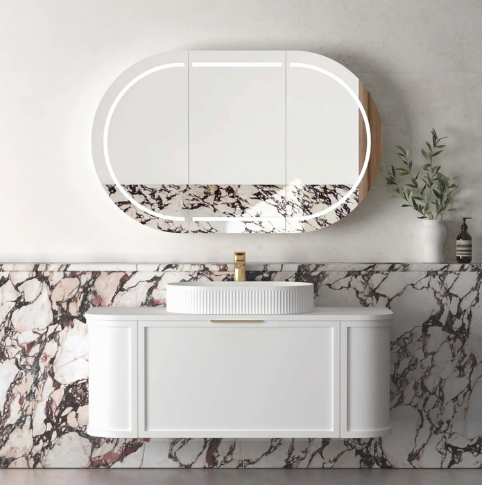 Otti Hampshire Curved Wall Hung Vanity - Matte White - 1200mm