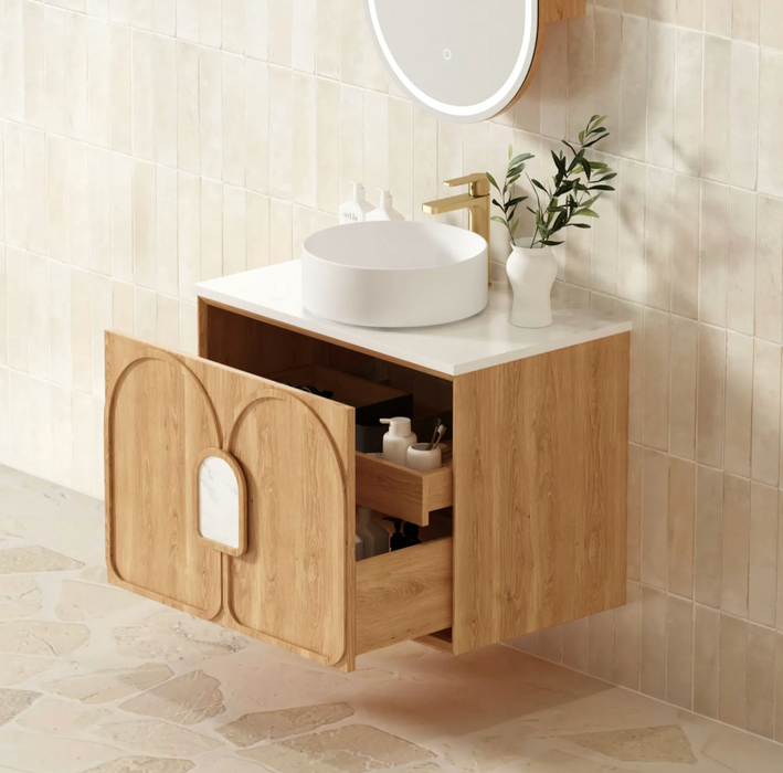 Otti Laguna Wall Hung Vanity - Natural American Oak - 600mm