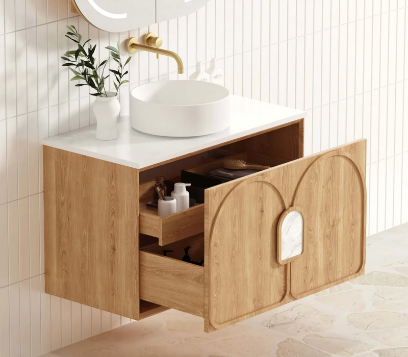 Otti Laguna Wall Hung Vanity - Natural American Oak - 900mm