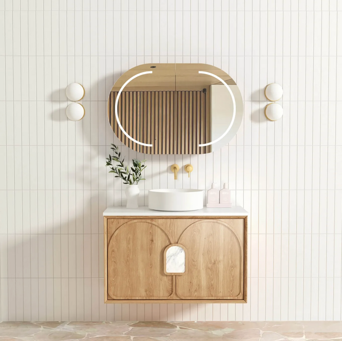 Otti Laguna Wall Hung Vanity - Natural American Oak - 900mm