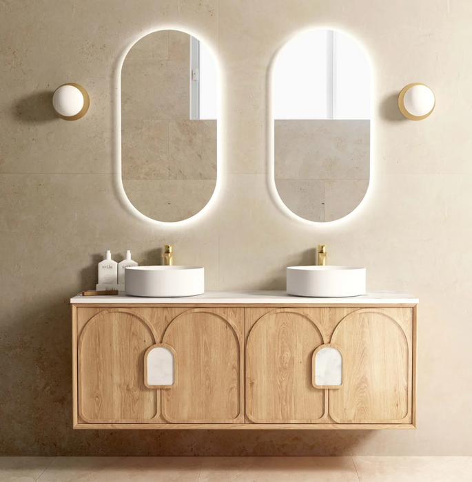 Otti Laguna Wall Hung Vanity - Natural American Oak - 1500mm Double