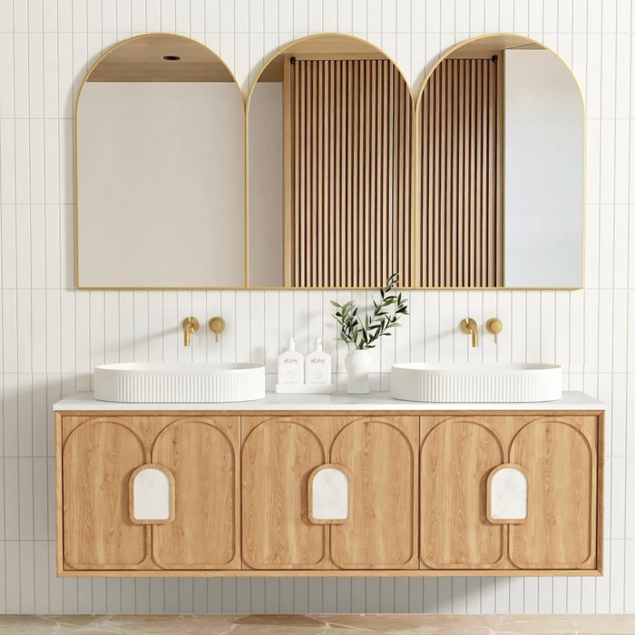 Otti Laguna Wall Hung Vanity - Natural American Oak - 1800mm Double