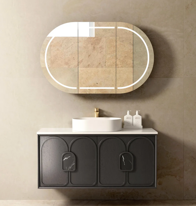 Otti Laguna Wall Hung Vanity - Black American Oak - 1200mm