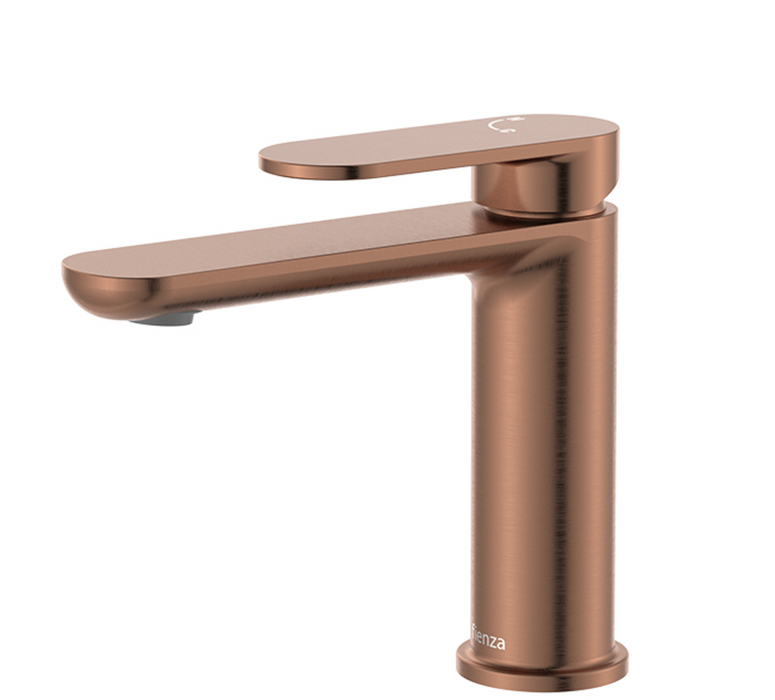 Fienza Empire Slim Cold Start Basin Mixer - Brushed Copper