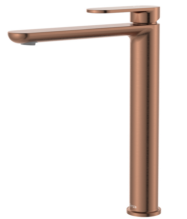 Fienza Empire Slim Cold Start Tall Basin Mixer - Brushed Copper