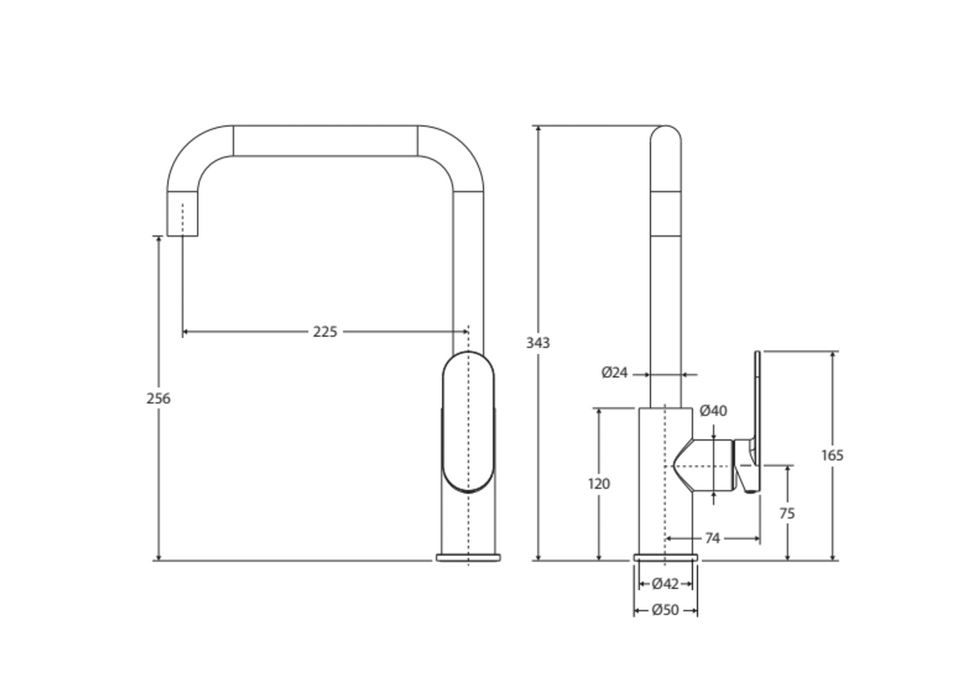 Fienza Empire Slim Sink Mixer - Matte Black