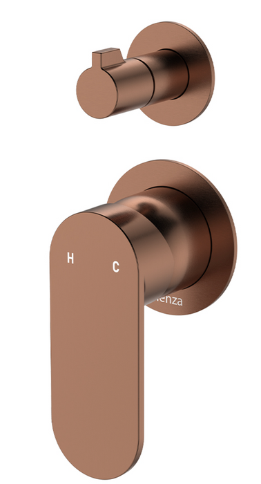 Fienza Empire Slim Wall Diverter Mixer -Small Plates - Brushed Copper