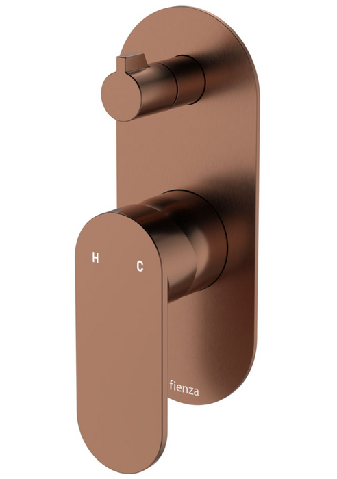 Fienza Empire Slim Wall Diverter Mixer - Oval Plate - Brushed Copper