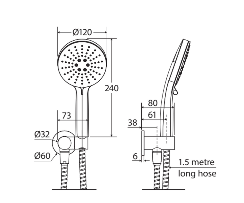 Fienza Empire Slim Hand Shower - Brushed Nickel