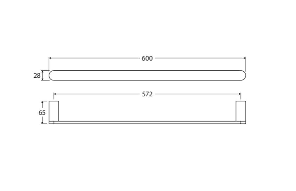 Fienza Empire Slim 600mm Single Towel Rail  - Brushed Nickel